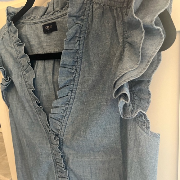 J. Crew Factory Chambray Ruffle Shirt - Picture 2 of 3